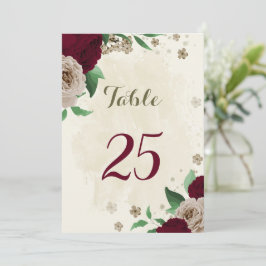 Cartão de número de mesa das flores de champanhe b