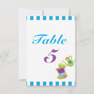 Cartão de Número de Mesa de Aniversário de Xícaras