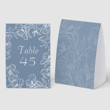 Cartão de Número de Mesa de Casamento Azul Empoeir