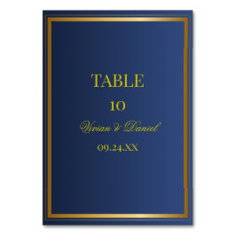 Cartão de Número de Mesa de Casamento Azul Marinho