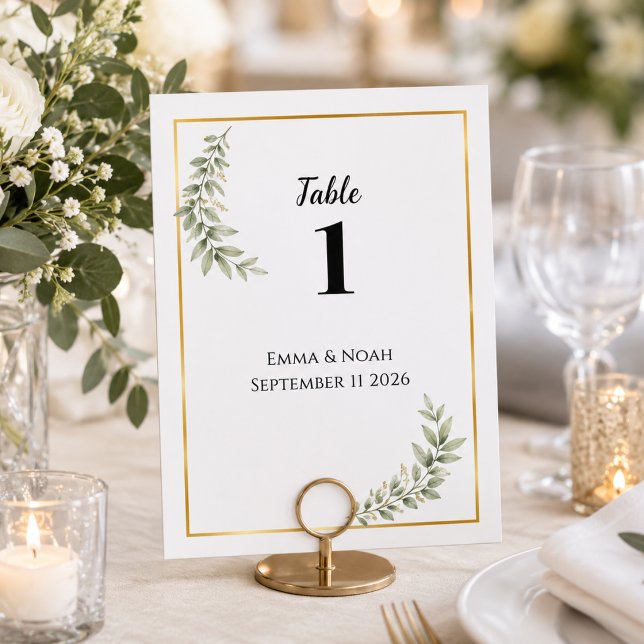 Cartão de Número de Mesa de Casamento Botânico (Criador carregado)