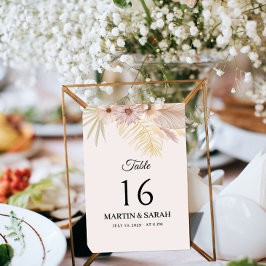 Cartão de Número de Mesa de Casamento Botânico Boh