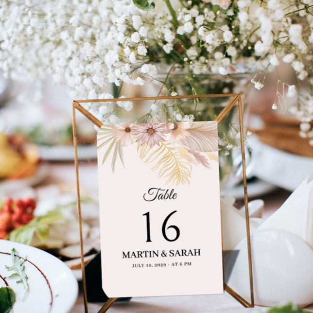 Cartão de Número de Mesa de Casamento Botânico Boh (Criador carregado)