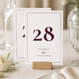 Cartão de Número de Mesa de Casamento Burgundy 5 x