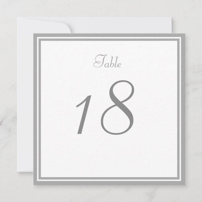 Cartão de Número de Mesa de Casamento Cinza Claro (Frente)