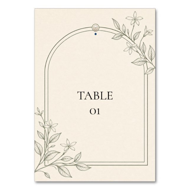 Cartão de Número de Mesa de Casamento com Arco Bot (Frente)