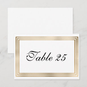Cartão de número de mesa de casamento com borda de