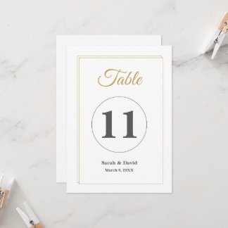 Cartão de Número de Mesa de Casamento com Borda Do