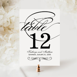 Cartão de Número de Mesa de Casamento com Caligraf