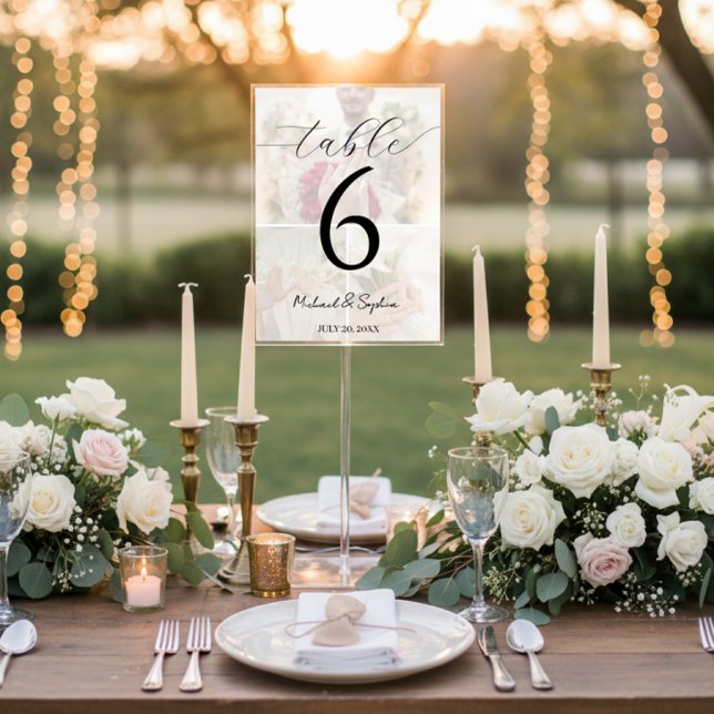 Cartão de Número de Mesa de Casamento com Colagem  (Criador carregado)