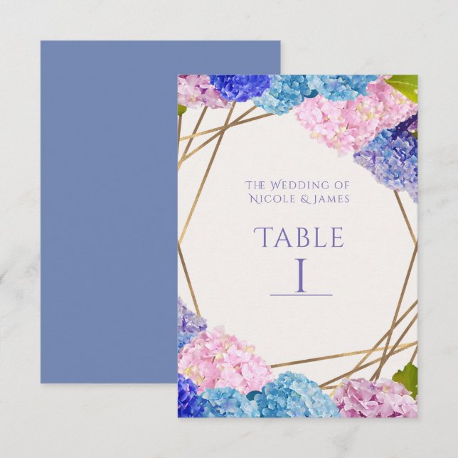 Cartão de Número de Mesa de Casamento com Flores d (Frente/Verso)