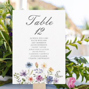 Cartão de Número de Mesa de Casamento com Flores S
