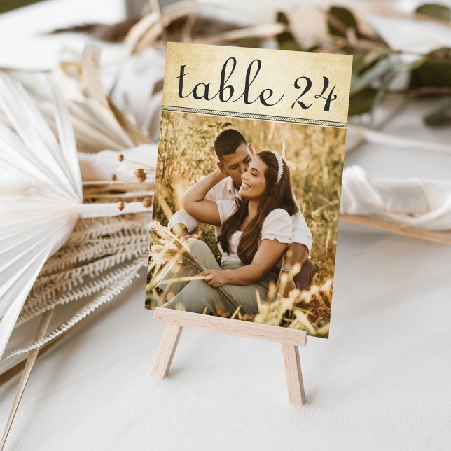 Cartão de Número de Mesa de Casamento com Foto Rús (Criador carregado)