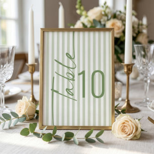 Cartão de Número de Mesa de Casamento com Listras