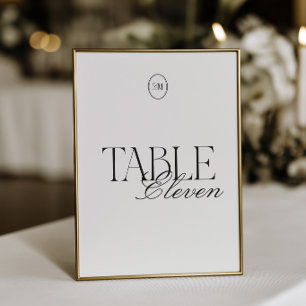 Cartão de Número de Mesa de Casamento com Monogram