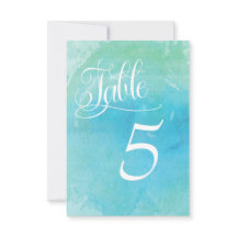 Cartão de Número de Mesa de Casamento com Oceano d
