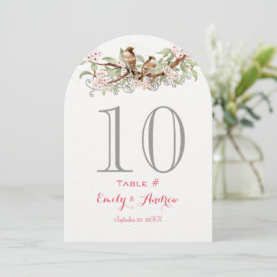 Cartão de Número de Mesa de Casamento com Pássaros
