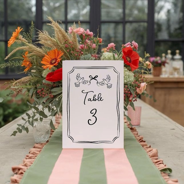 Cartão de Número de Mesa de Casamento com Pombas D (Criador carregado)