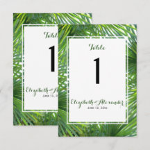 Cartão de Número de Mesa de Casamento com Vegetaçã