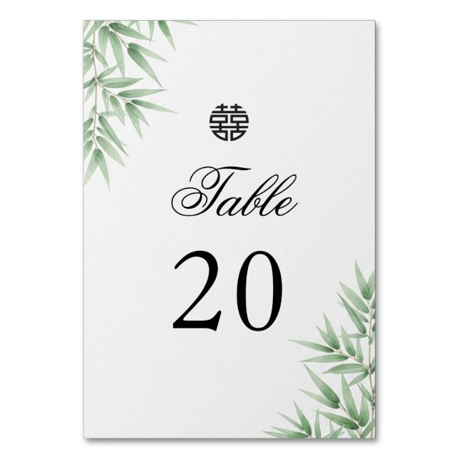 Cartão de Número de Mesa de Casamento de Bambu Mod (Frente)