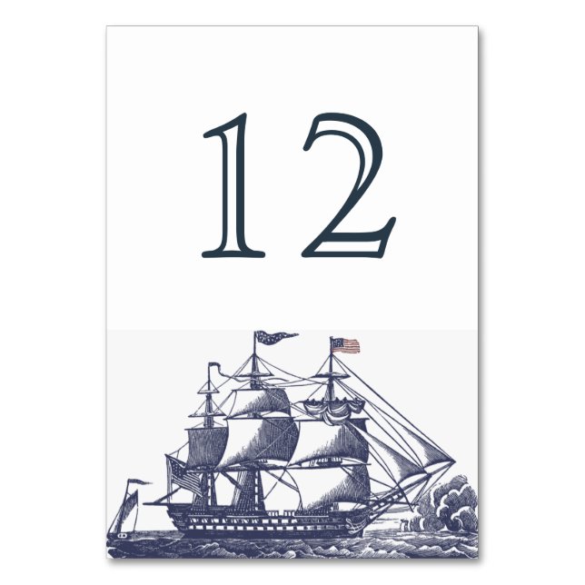 Cartão de Número de Mesa de Casamento de Navio Náu (Frente)