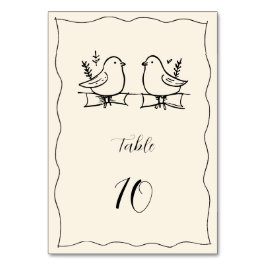 Cartão de Número de Mesa de Casamento Desenhado à 