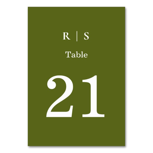Cartão de Número de Mesa de Casamento em Verde Sal (Frente)