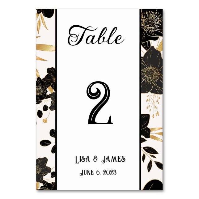 Cartão de Número de Mesa de Casamento Floral (Frente)