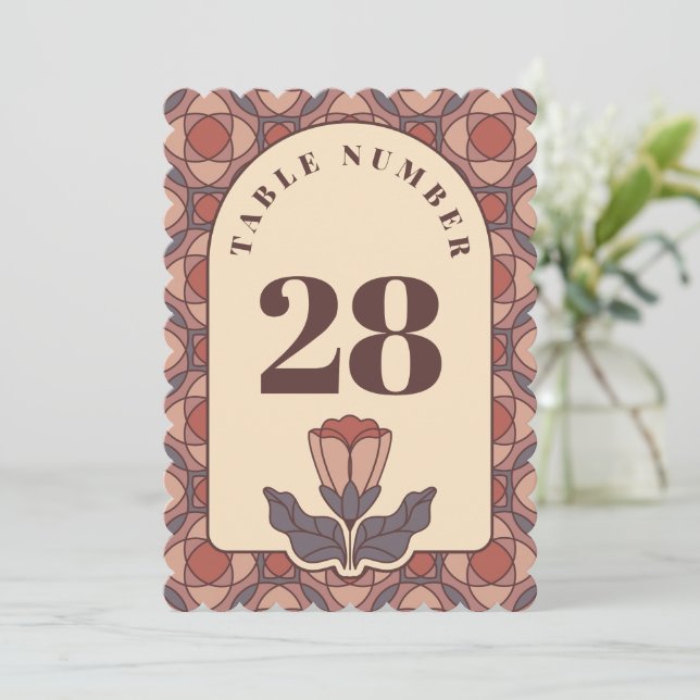 Cartão de Número de Mesa de Casamento Floral Art D (Em pé/Frente)