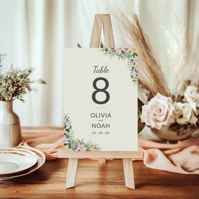 Cartão de número de mesa de casamento floral Boho (Criador carregado)