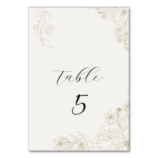 Cartão de Número de Mesa de Casamento Floral Botân