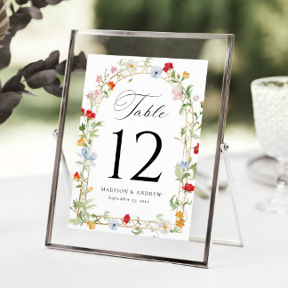 Cartão de Número de Mesa de Casamento Floral Jardi