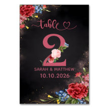 Cartão de Número de Mesa de Casamento Floral Rosa