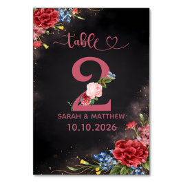 Cartão de Número de Mesa de Casamento Floral Rosa