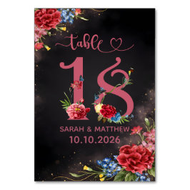 Cartão de Número de Mesa de Casamento Floral Rosa