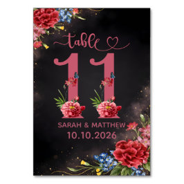 Cartão de Número de Mesa de Casamento Floral Rosad