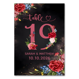Cartão de Número de Mesa de Casamento Floral Rosad