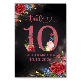 Cartão de Número de Mesa de Casamento Floral Rosad