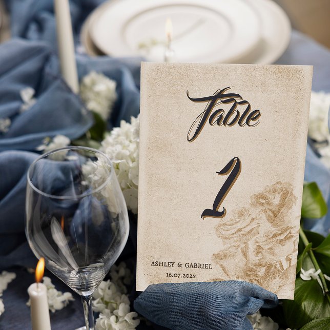 Cartão de Número de Mesa de Casamento Floral Rústi (Elegant Rustic Floral Wedding Table Number Card)