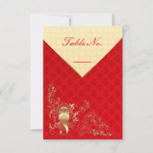 Cartão de Número de Mesa de Casamento Indiano
