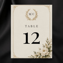 Cartão de Número de Mesa de Casamento Luxuoso e El