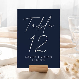 Cartão de Número de Mesa de Casamento Marinha com