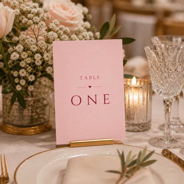 Cartão de Número de Mesa de Casamento Minimalista  (Criador carregado)