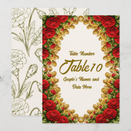 Cartão de Número de Mesa de Casamento Ohio Red Car