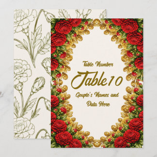 Cartão de Número de Mesa de Casamento Ohio Red Car