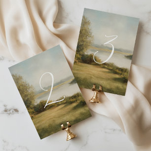 Cartão de Número de Mesa de Casamento Paisagem Pin