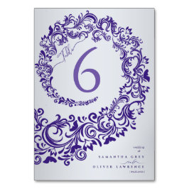 Cartão de Número de Mesa de Casamento Roxo Elegant