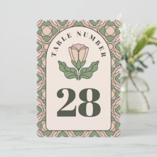 Cartão de Número de Mesa de Casamento Sage Green A