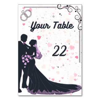 Cartão de Número de Mesa de Casamento Silhueta Pre