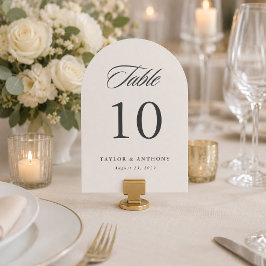 Cartão de Número de Mesa de Casamento Simples e El
